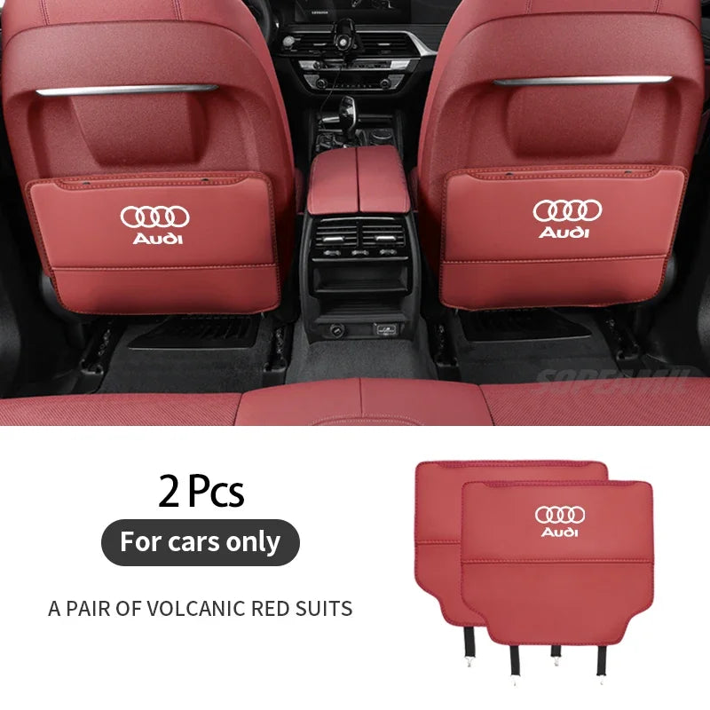 For Audi A3 A4 A5 A6 A7 A8 RS3 RS4 RS5 RS6 S3 S4 S5 Q3 Q5 Q7 Q8 Car Seat Back Storage Bag Rear Backrest Protection Anti-kick Pad