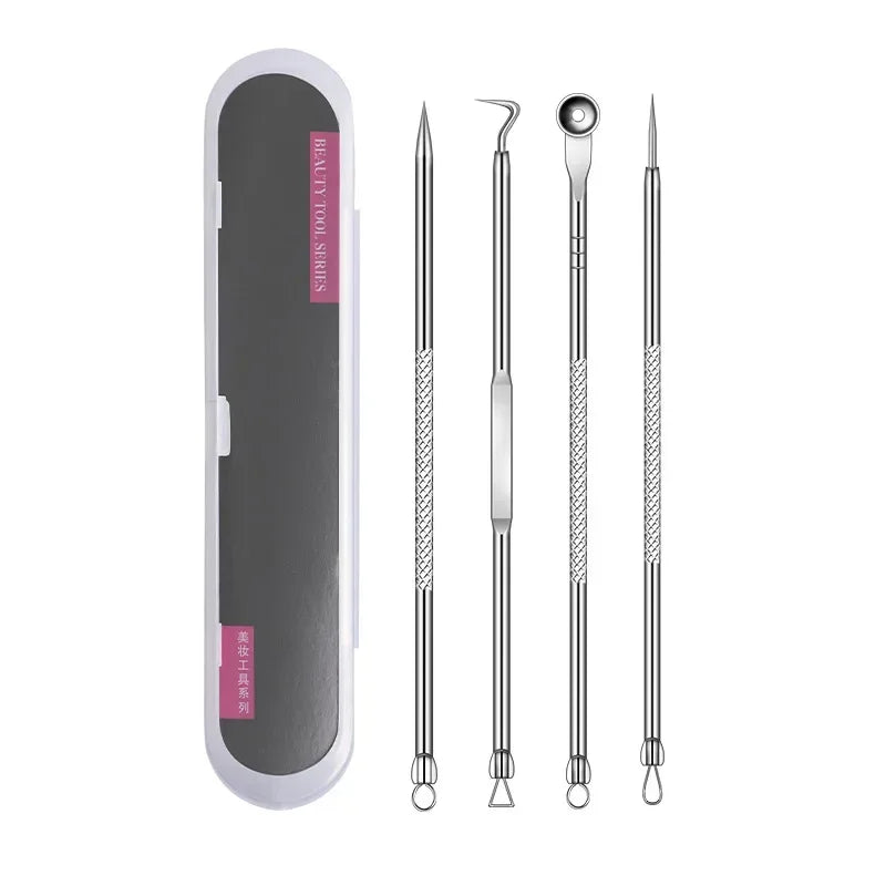 4pc/set Acne Blemish Remover Blackhead Extractor Ultra-fine Beauty Face Pore Cleaner Needles Set Acne Needle Facial Cleaner Skin