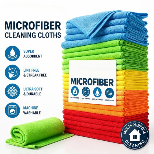 Microfiber Cleaning Cloth Absorbent Dishwashing Towel Reusable Household Cleaning Rag for Kitchen Bathroom Table Window Car Use