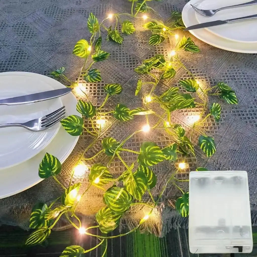 Christmas Battery Powered 2M-10M LED Ivy Fairy Lights Artificial Green Leaf String for Home Wedding Wreath Decor