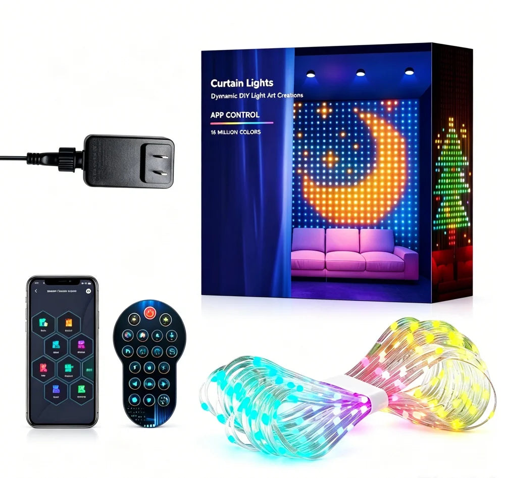 2*2M/3*3M 400LED Smart Curtain Lights Home APP Control Music Mode IP65 Waterproof Outdoor Christmas Decor