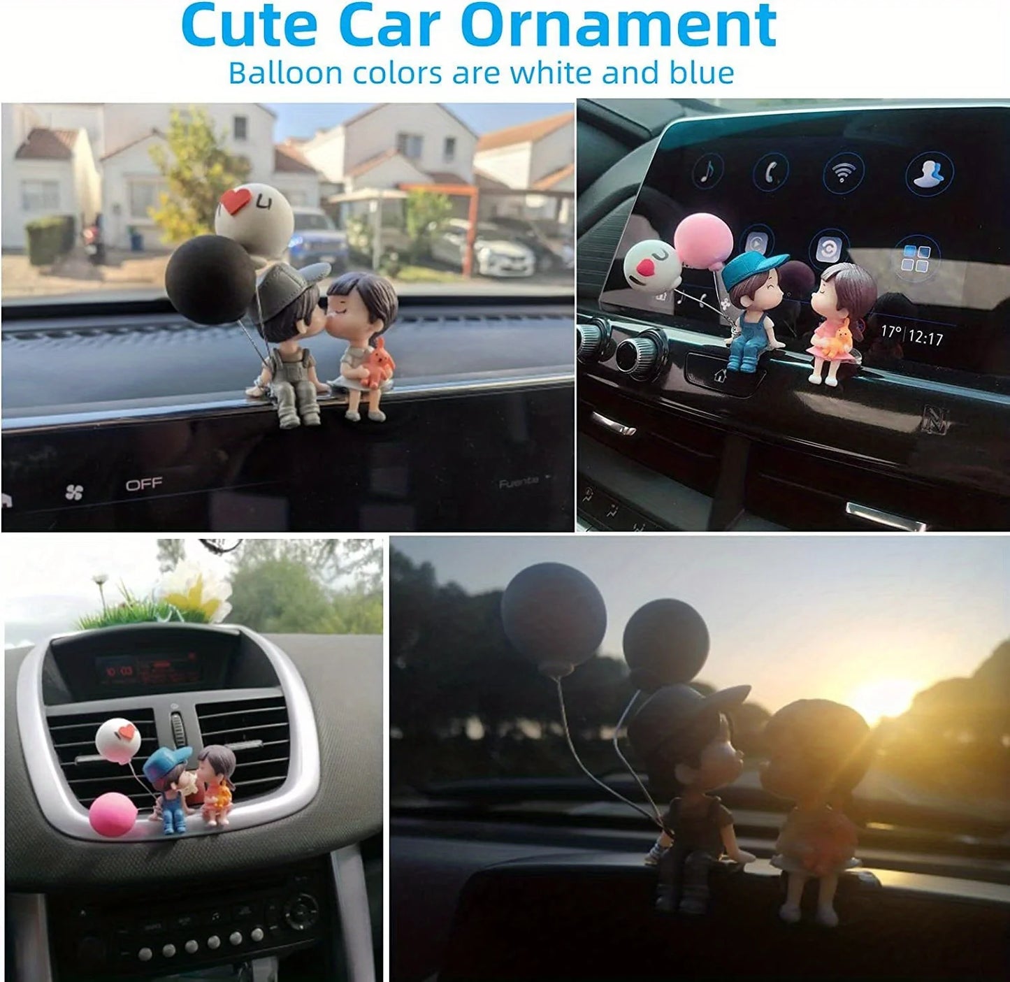 1PC Car balloon couple ornament, in car couple balloon pendant, car cartoon figurine decoration, home ornament for girls