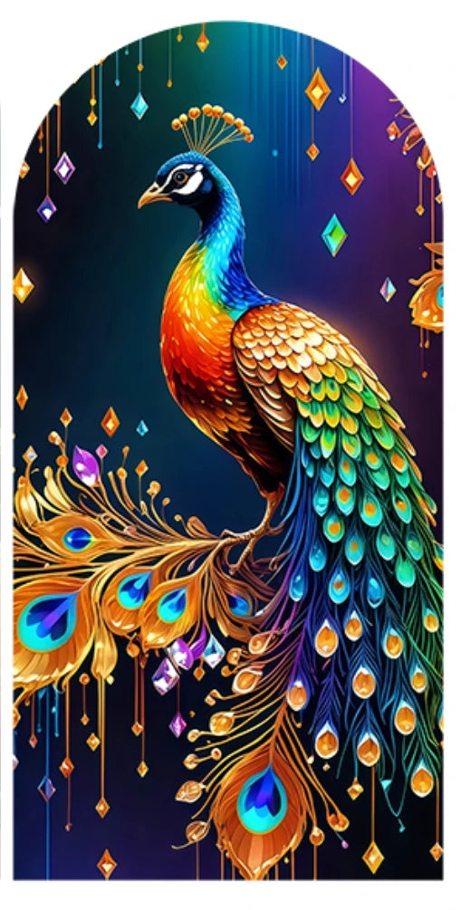 2-Sided India Style Peacock Floral Wedding Birthday Party Arch Wall Backdrop Cover Birthday Party Baby Shower Photo Background