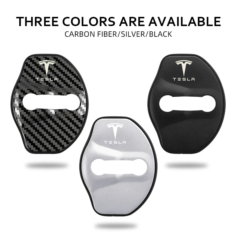 4pcs Car Door Cushion car Door Lock Buckle Protective Cover For Tesla model 3 model X Y style Sticker Accessories