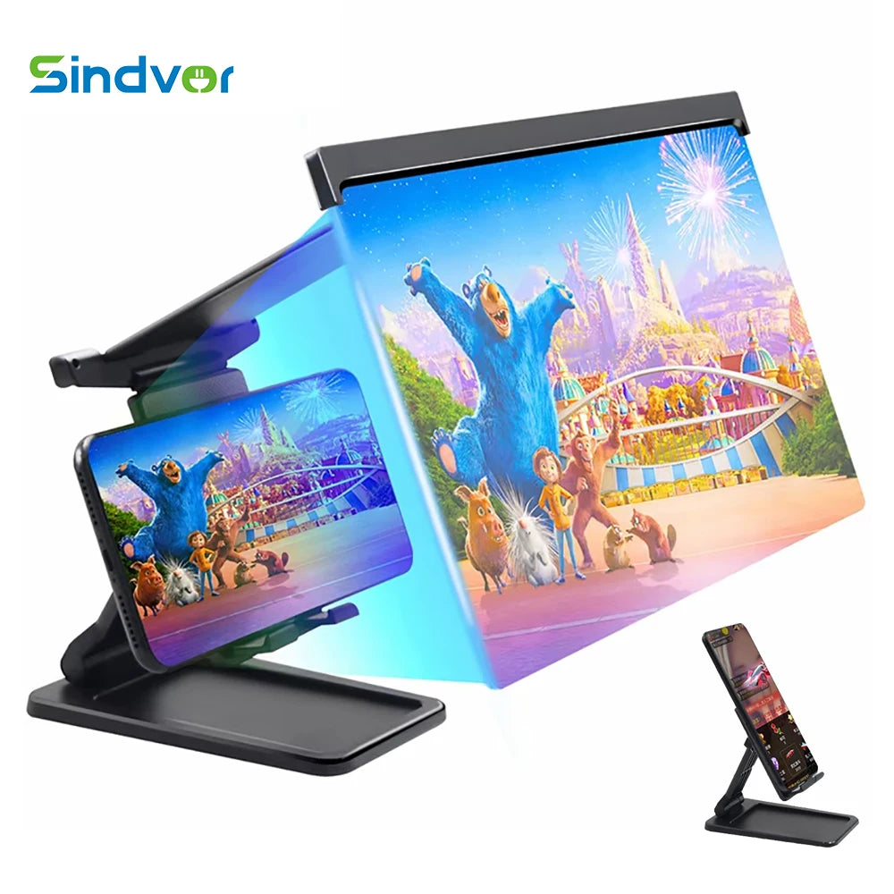12 Inch HD Video Amplifier Enlarged Screen Bracket Phone Screen Amplifier Removable Phone Stand Magnifying Glass Stand Magnifier