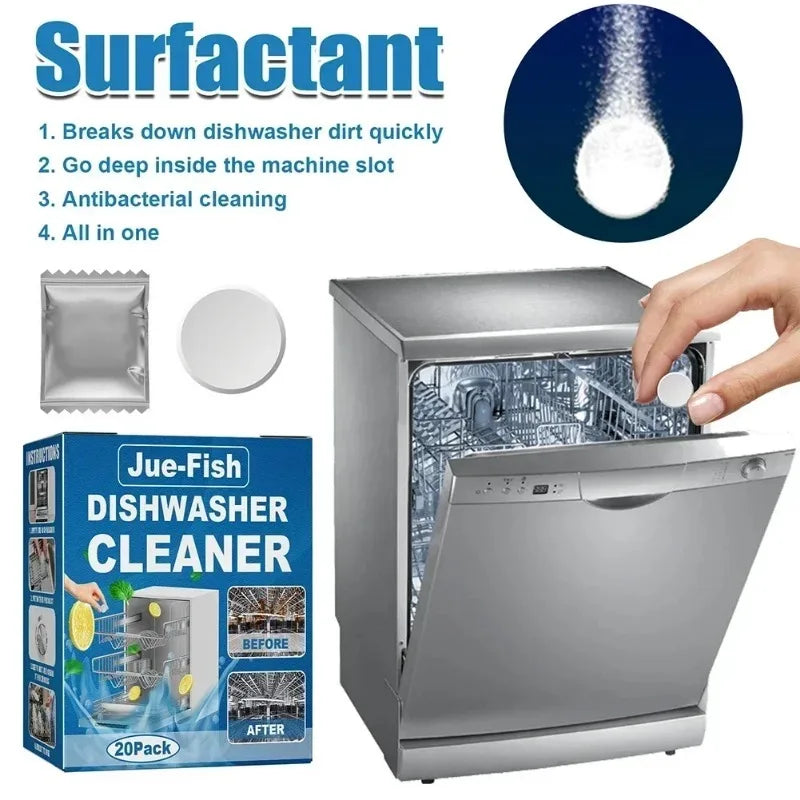 20/40PCS Dishwasher Cleaner Tablets Surfactant Deep Clean Remove Oil Dirt Limescale Antibacterial All in One Kitchen Cleaning To