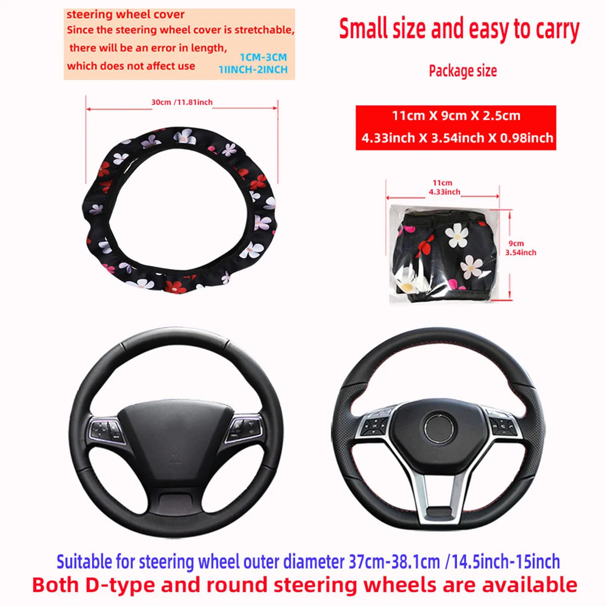 16 styles of cow Daisy red and white flower Panda diving material elastic car steering wheel covers without inner rings