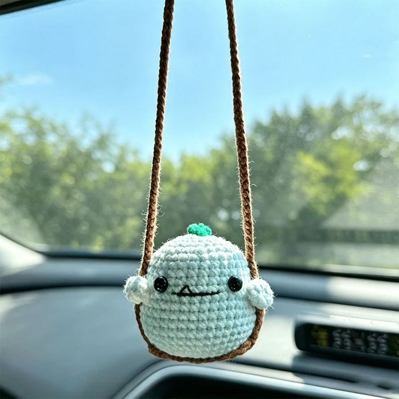 1 PC New Handmade Knitted Charms Cute Frog, Penguin,Duck,Chick ,Rabbit Animal Car Charms Car Decoration Cute Car Accessories