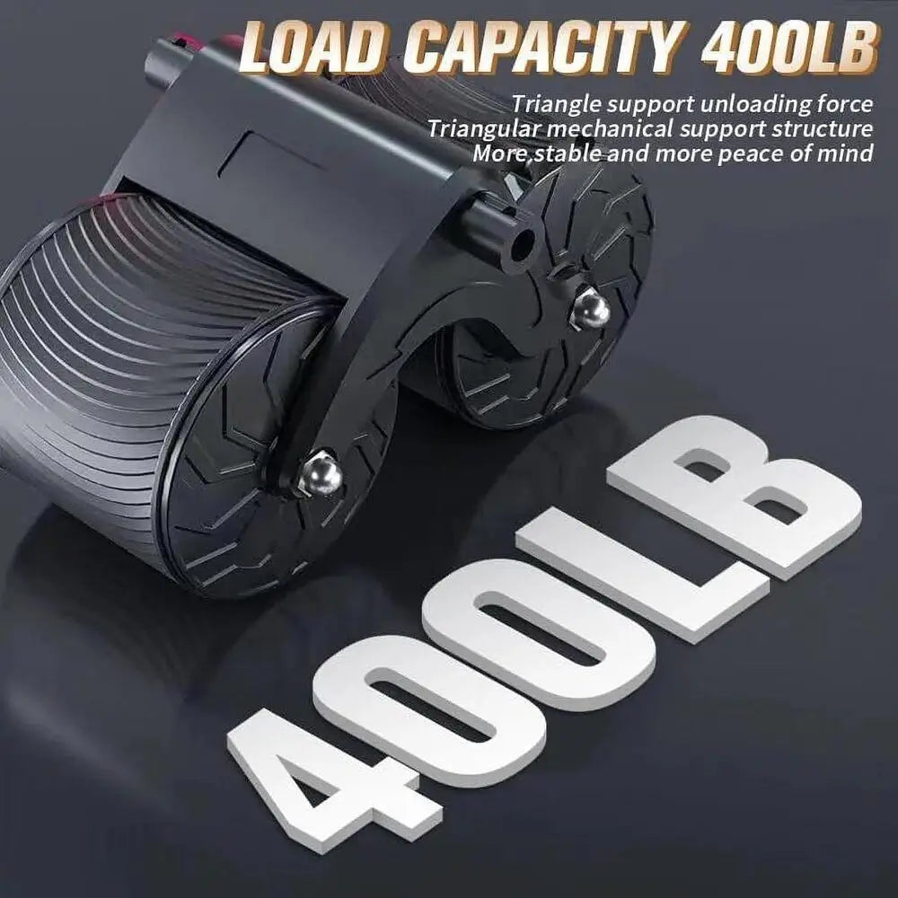 2-Wheel Dual Abdominal Roller with Soft Elbow Rests, Digital Counter, Phone Mount, Foldable Quiet Core Trainer, Portable Travel Fitness Equipment for New Gym Starters, Mini Strength Sports Supply