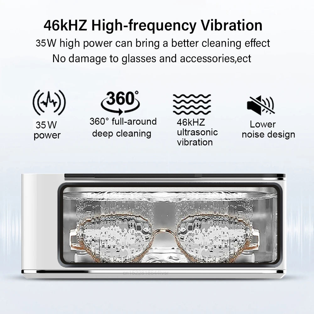 Ultrasonic Cleaner Ultrasonic Glasses Cleaner Ultrasound Washing Machine 46kHZ High Frequency Ultrasonic Jewelry Cleanser Bath