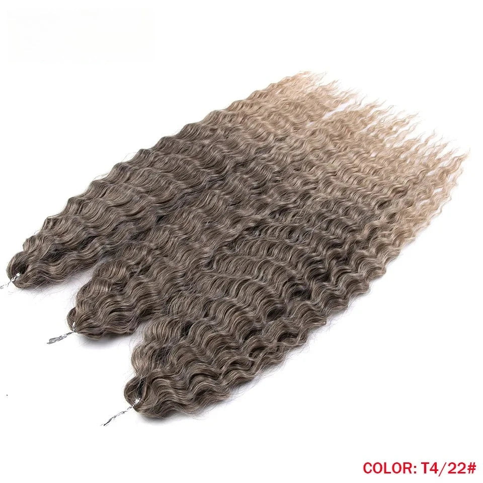 LOVE ME 22 Inch 300g/3pcs Ariel Curl Hair Water Wave Twist Crochet Hair Synthetic Ombre Rainbow Color Braiding Hair Extensions