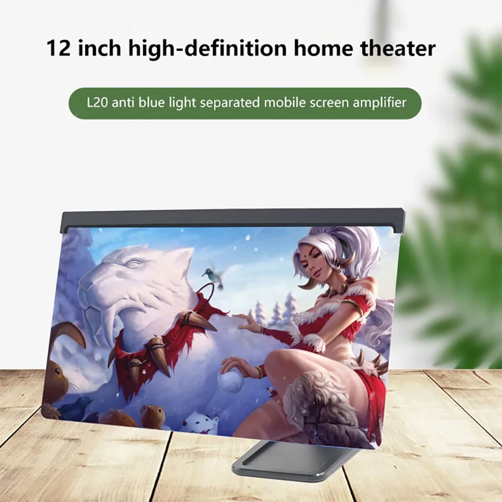 12 Inch HD Video Amplifier Enlarged Screen Bracket Phone Screen Amplifier Removable Phone Stand Magnifying Glass Stand Magnifier