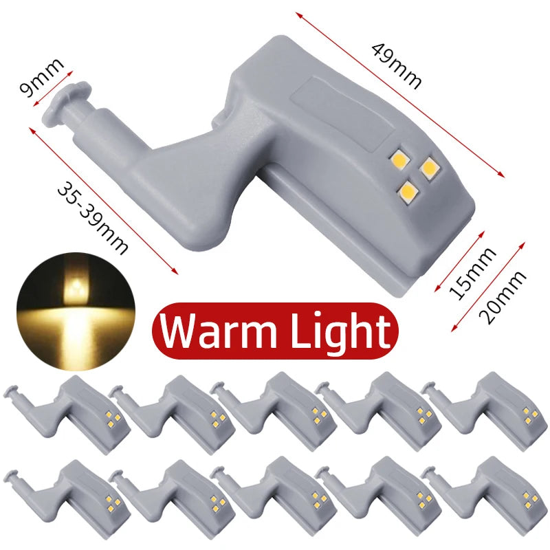 1/10pcs LED Inner Hinge Lamps Universal Under Cabinet Wardrobe Cupboard Sensor Night Lights Kitchen Bedroom Closet Wireless Lamp