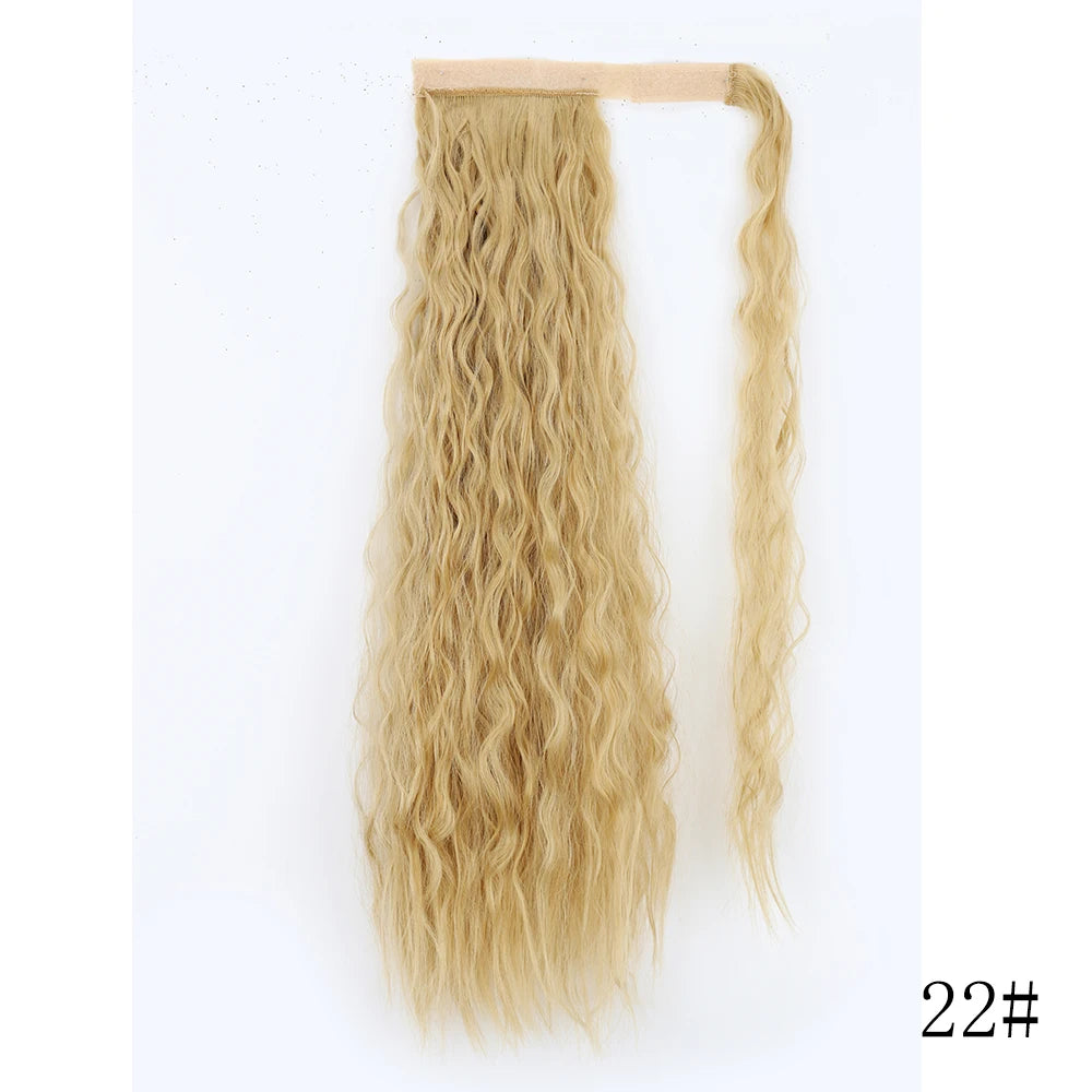 LISI GIRL Synthetic Hair 22''34'' Long Straight Ponytail Wrap Around Ponytail Clip in Hair Extensions Black Hairpiece Headwear