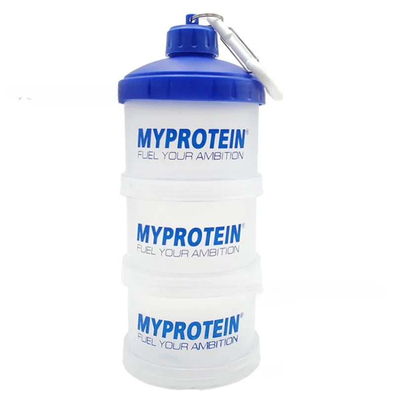 3-layer Portable Protein Powder Box Funnel Powder Box Fitness Supplement Bottle Handle Layered Storage Medicine Box Snack Can