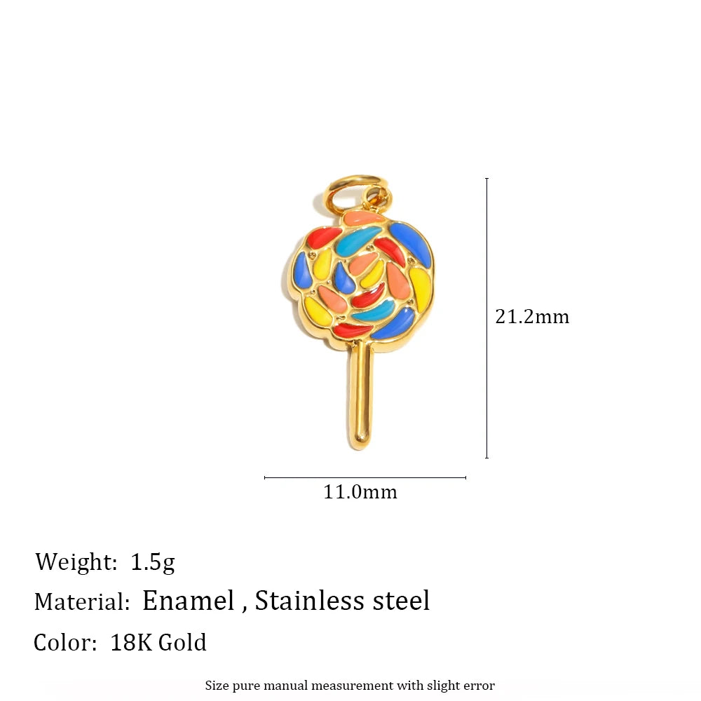 E.B.belle Summer Food Ice Cream Cake French Fries 18K Gold Plated Pendant Charms For Jewelry Making DIY Jewelry Accessories