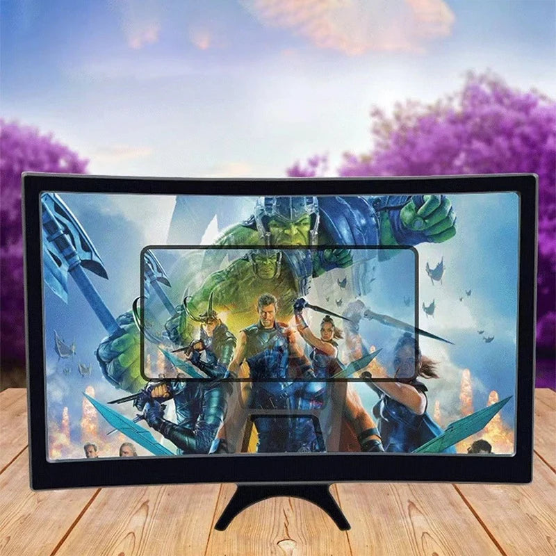 【12 Inch Large Screen 3D HD Amplifier Curved Screen Mobile Phone Screen Magnifier Smartphone Video Amplifier Stand Holder】