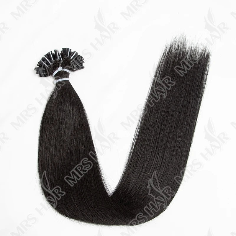 MRSHAIR U Tip Fusion Hair Extensions Nail Tips Human Hair Italiana 1.5cm Long Keratin Hair Bondings 12 16 20 24 inch 50strands