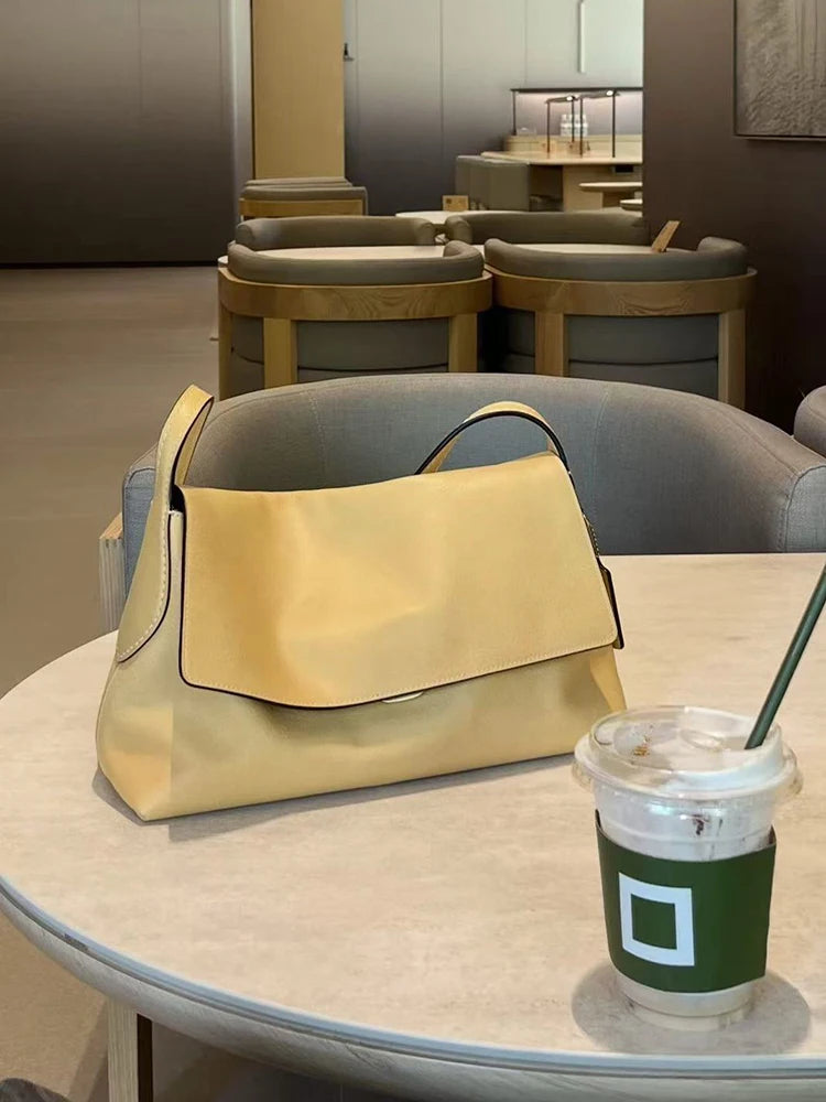 Luxury Brand Genuine Leather Women Shoulder Bags Top Quality Cowhide Leather Underarm Bags Fashion Solid Hobo Flap Chelsea Bags
