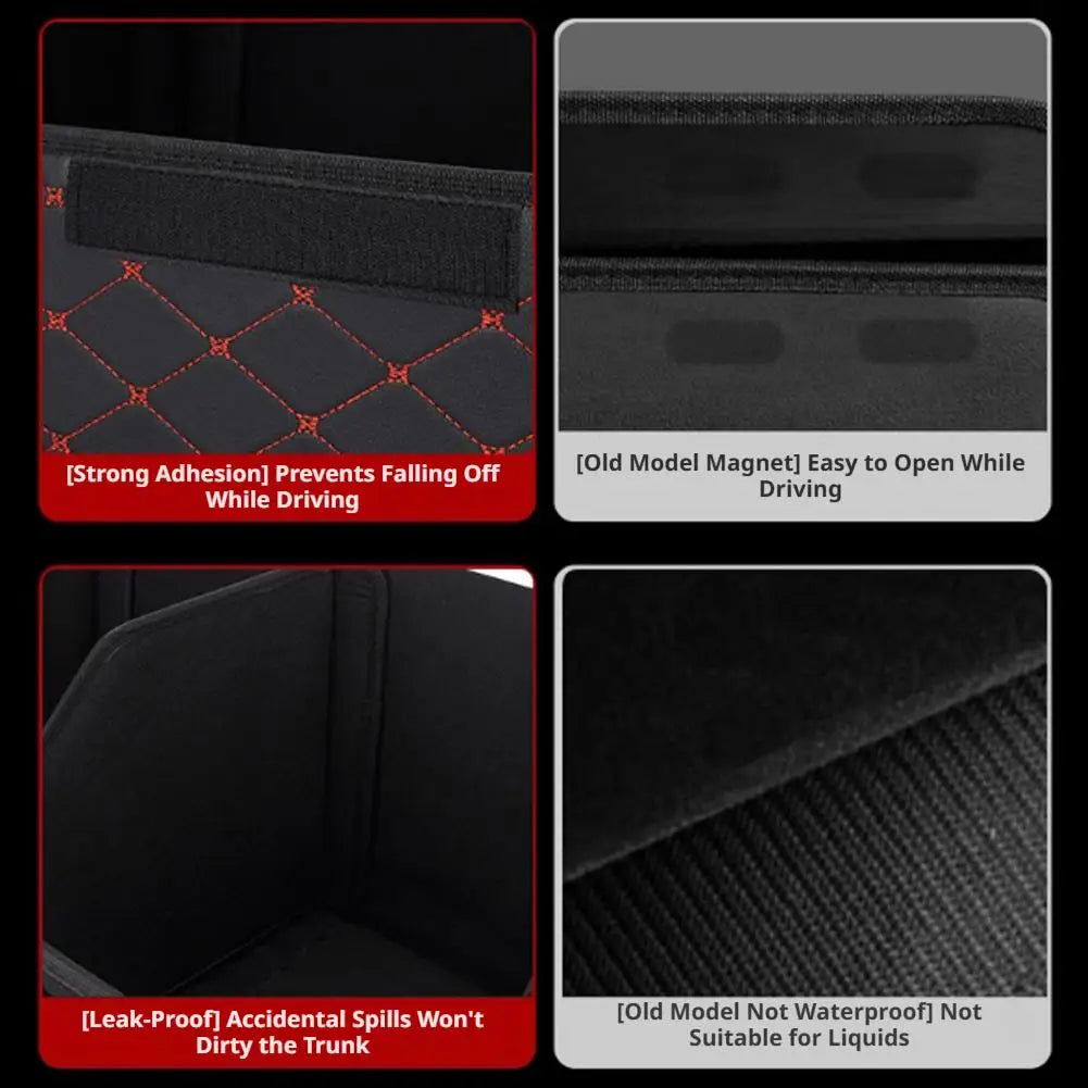 PU Leather Car Trunk Organizer Collapsible Storage Box with Lid Foldable Container Bag Universal Auto Interior Accessories