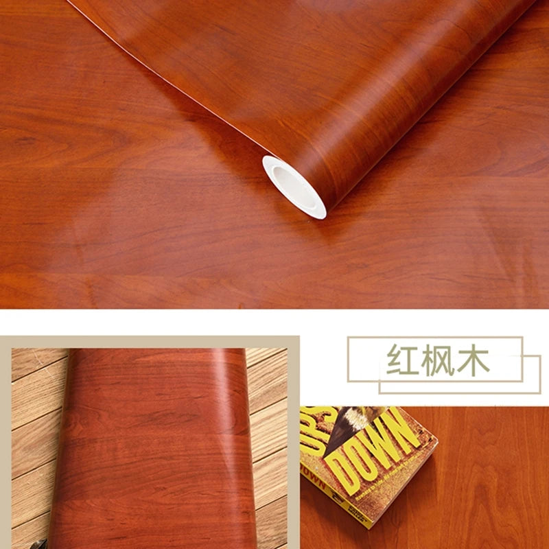 Wood Grain DIY Sticker PVC Self Adhesive Waterproof Wallpapers Renovation Furnitures Wall Stickers Home Decor Sticky Paper Decal