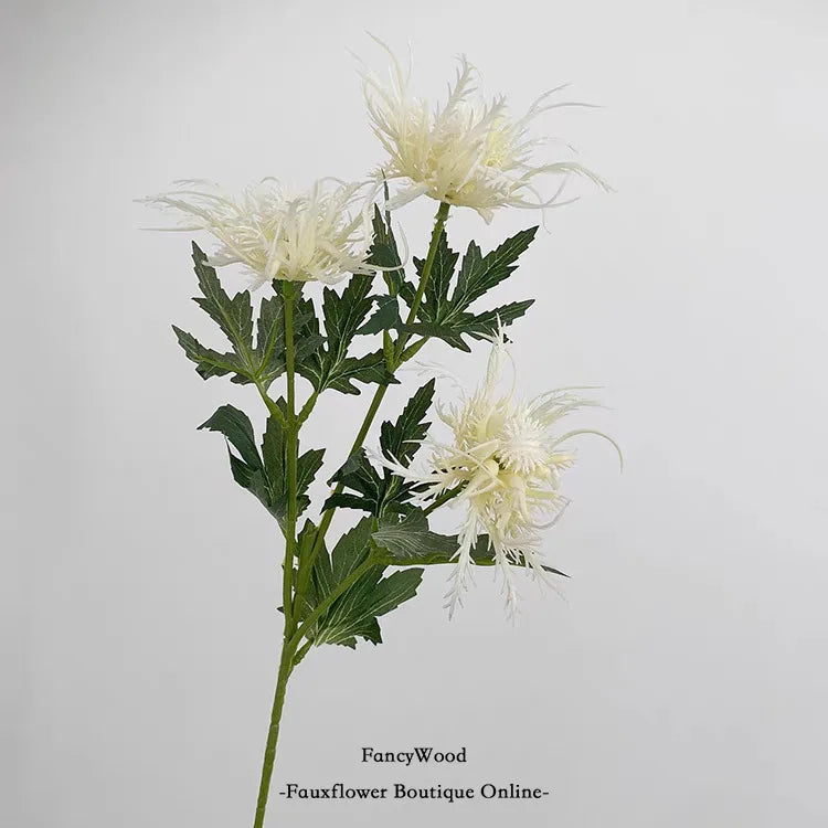 Simulation Plastic Flower Sea Holly 3 Head Thorn Celery Artificial Plants Leaf Home Wedding Christmas Floral Arrangement Bouquet
