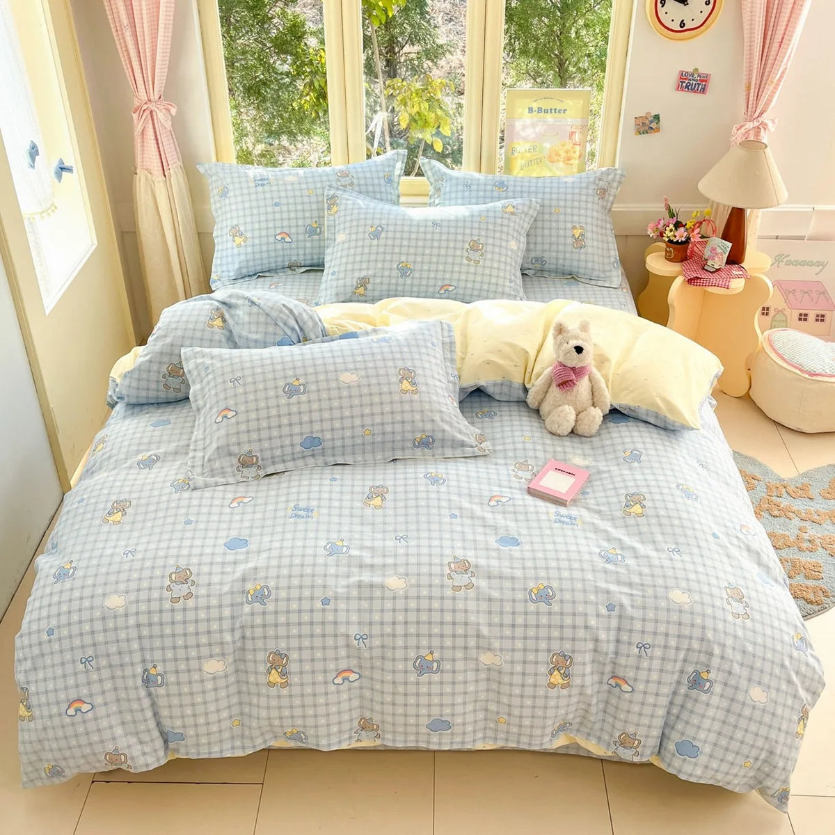 High Quality 100% Cotton Floral Duvet Cover Set Soft Breathable Queen King Bedding Set with Quilt Cover Fitted Sheet Pillowcases