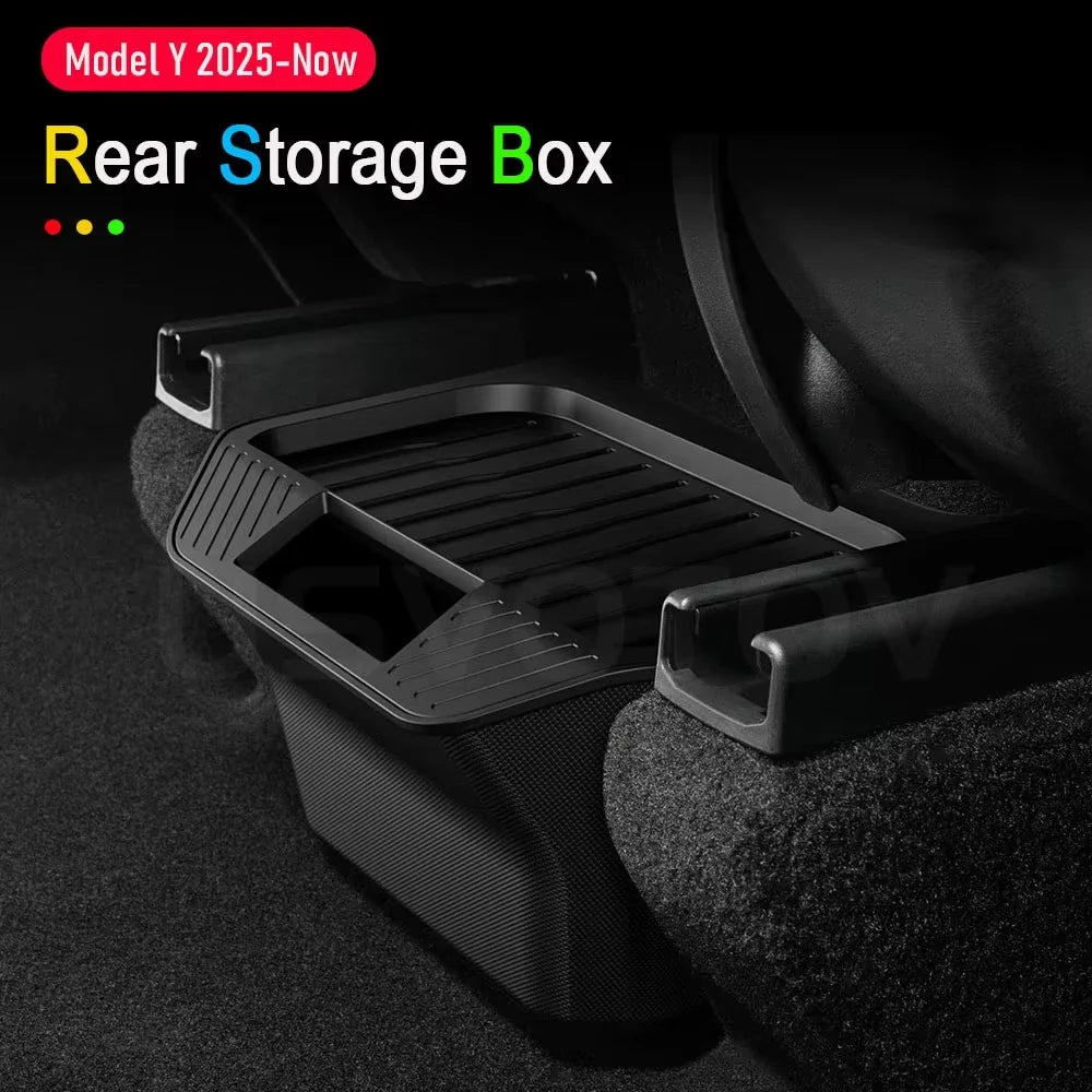 For Tesla Model Y 3 Highland Rear Seat Storage Box Center Console Bins Backseat Trash Can Garbage Bag Tray Accessories
