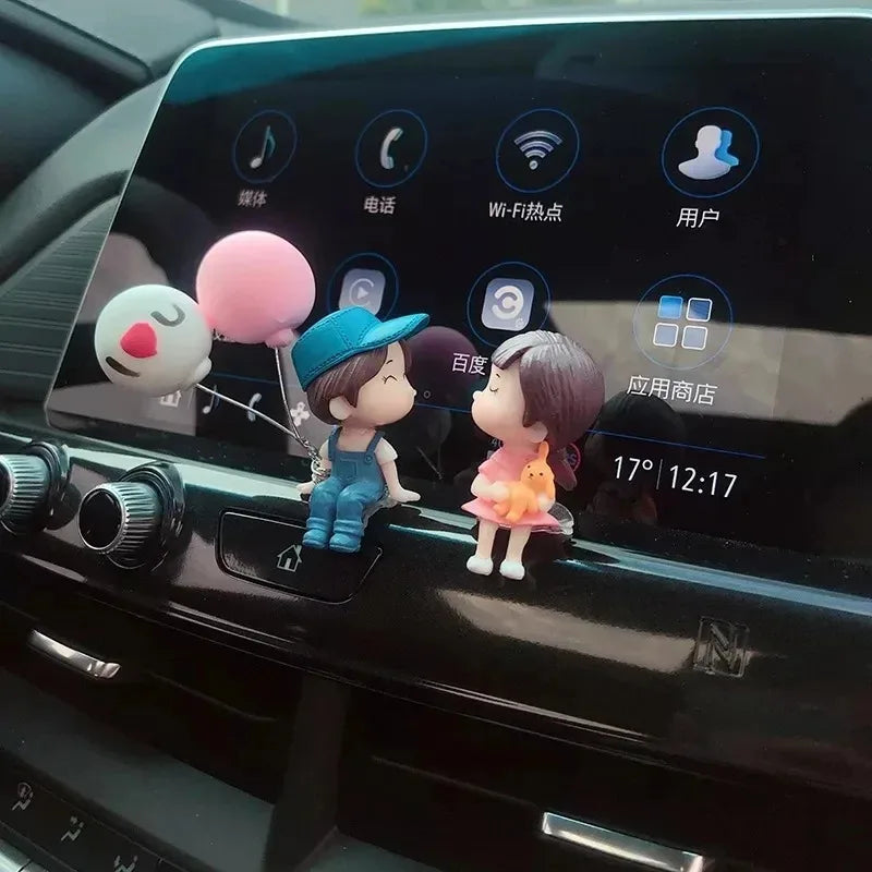 1/2pcs Car Interior Decoration Cute Cartoon Couples Action Balloon Ornament Auto Interior Dashboard Accessories For Girls Gifts