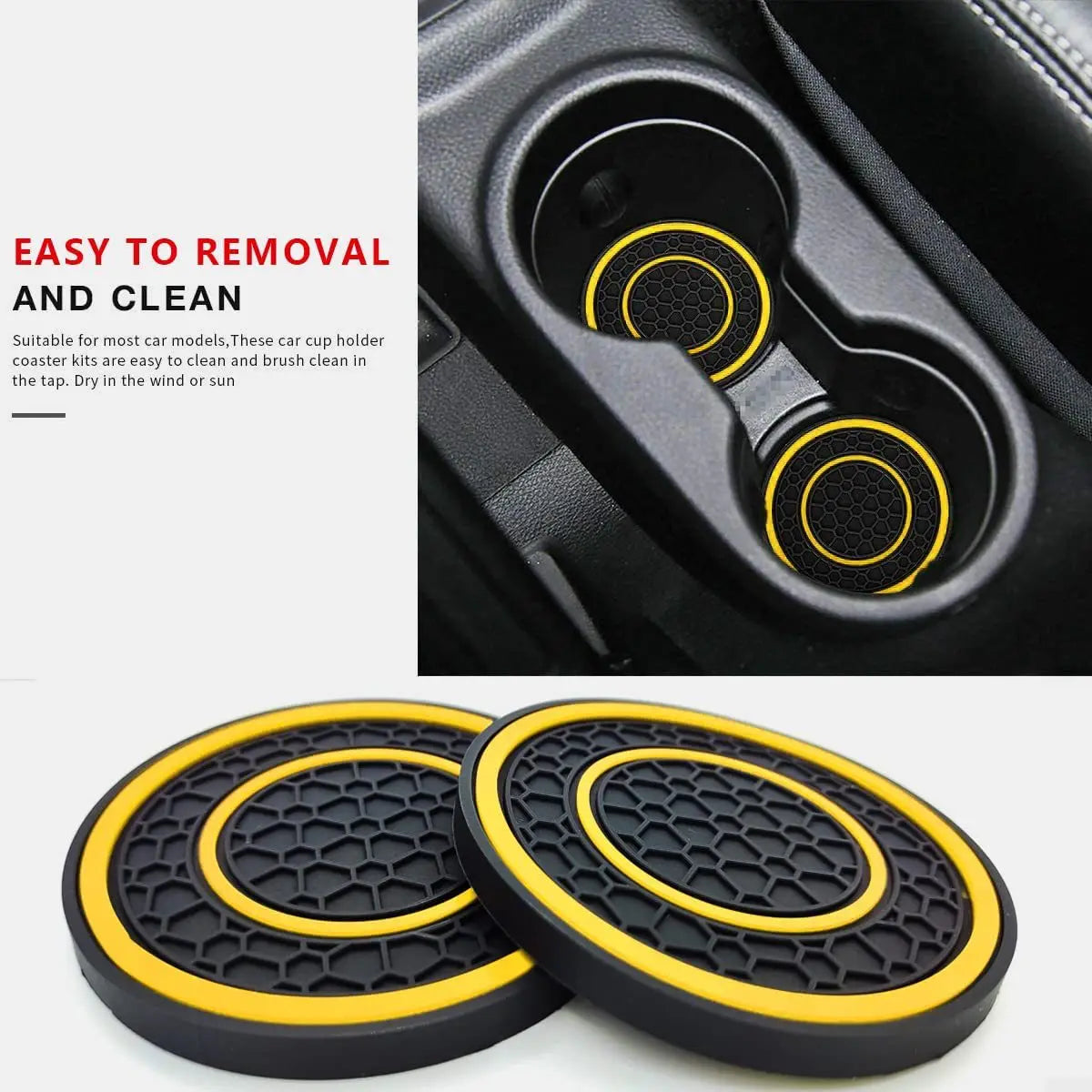 2pcs Non-slip Car Water Cup Pad For Tesla And SUV Sedan Rubber Mat For Bottle Holder Coaster Auto Interior Anti-skid Cup Holders