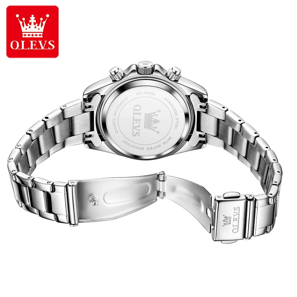 OLEVS Women’s Watch Elegant Luxury Original Quartz Watch Zircon Scale Waterproof Luminous Chronograph Date Ladies Watch 5632