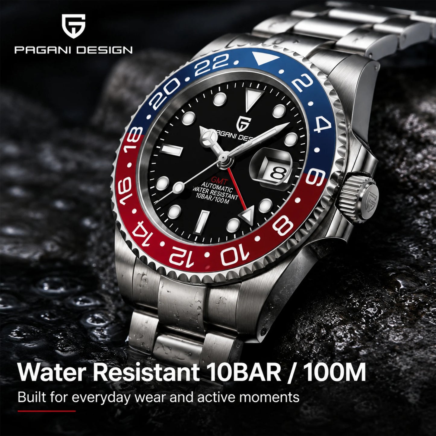 2026 New PAGANI DESIGN Luxury Men Mechanical Watches Stainless Steel GMT Watch Top Brand Sapphire Glass Men Watch reloj hombre