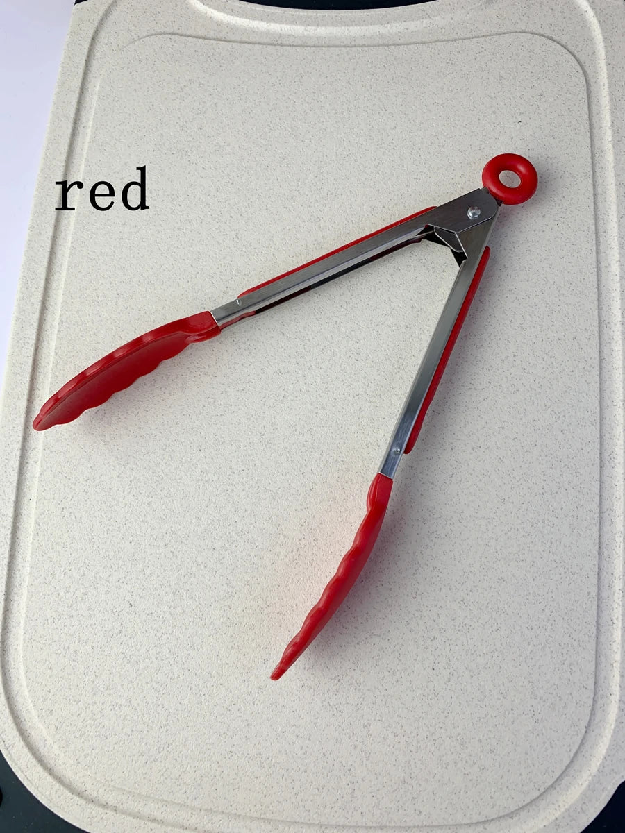 Anti Slip Cooking Serving Tongs Stainless Steel Food Clip Bread Salad Tong Heat-Resistant Barbecue Clips Kitchen Cooking Tool
