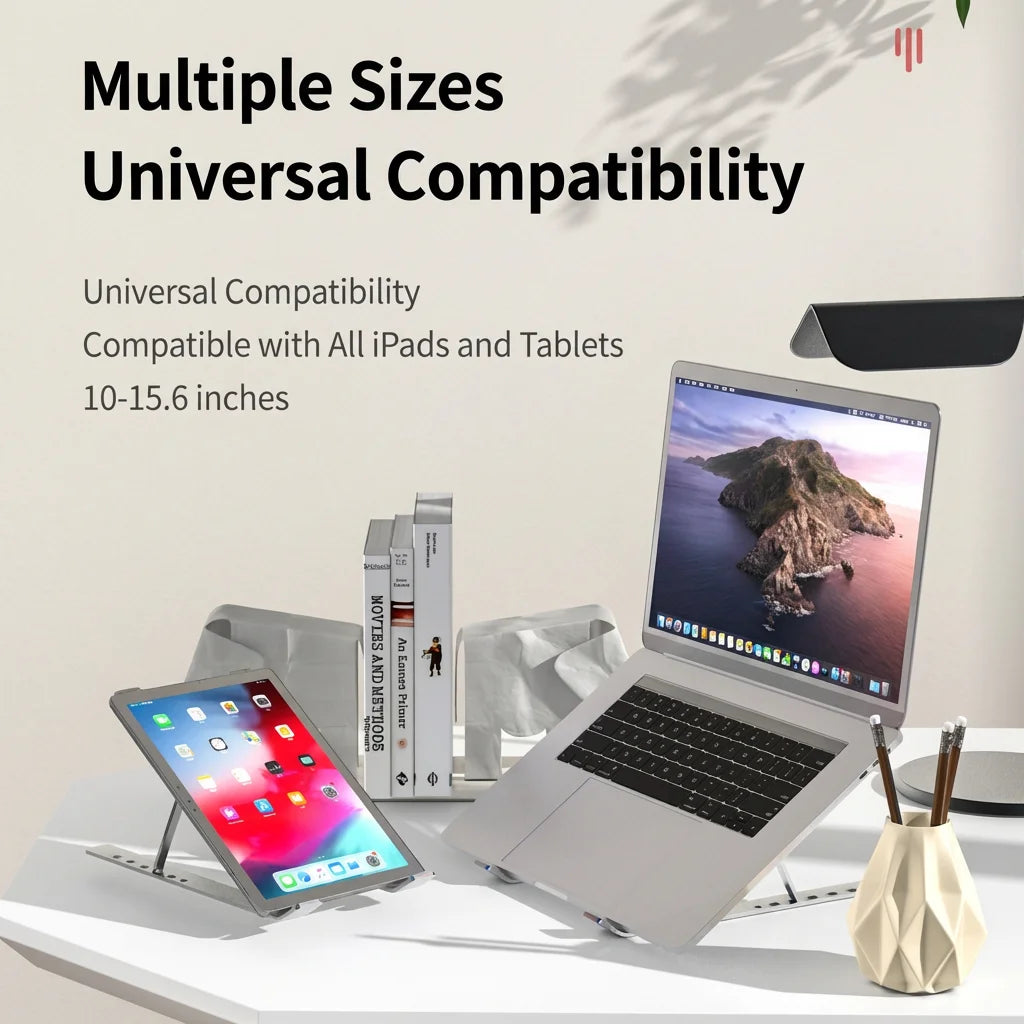 Adjustable Laptop Stand, Foldable Portable Laptop Riser for Desk, Ergonomic Notebook Holder for MacBook & All Laptops