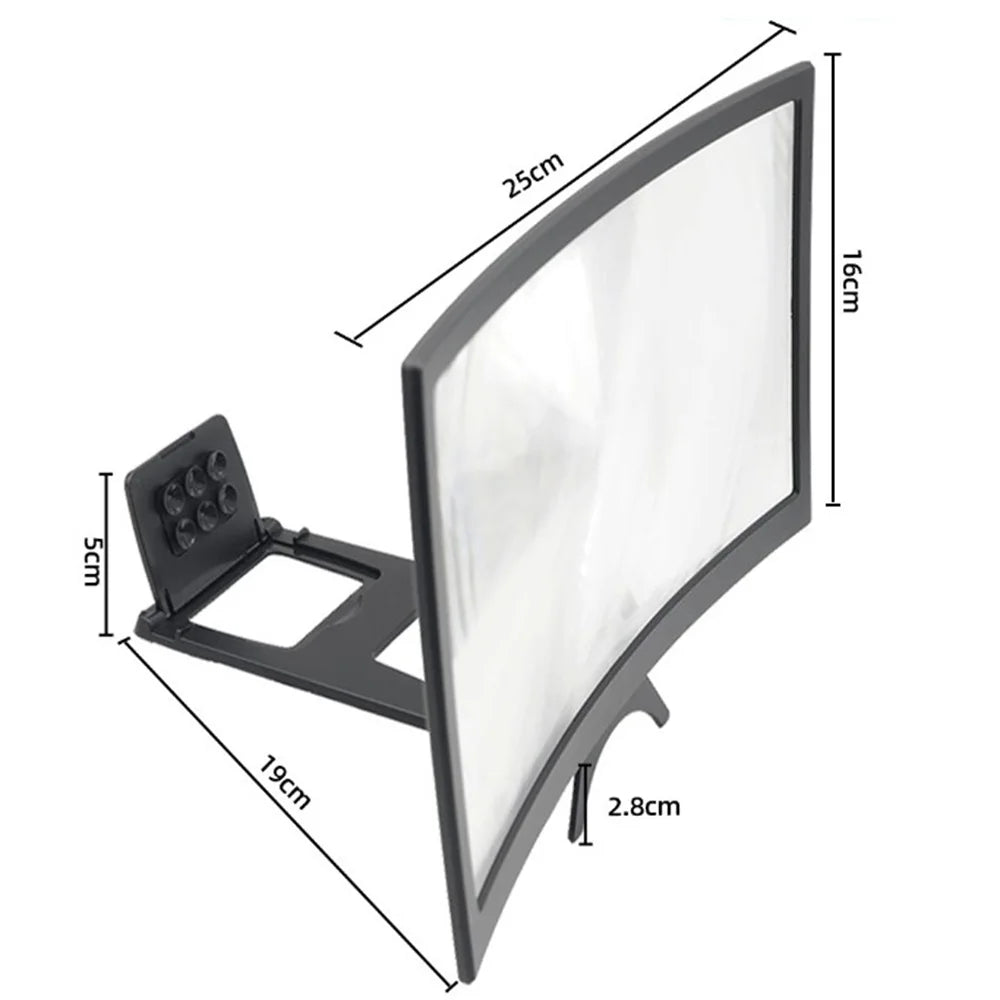 12 Inch Large Screen Amplifier 3D Mobile Phone Screen Video Magnifier Curved Enlarged Movie Amplifying Projector Stand Bracket