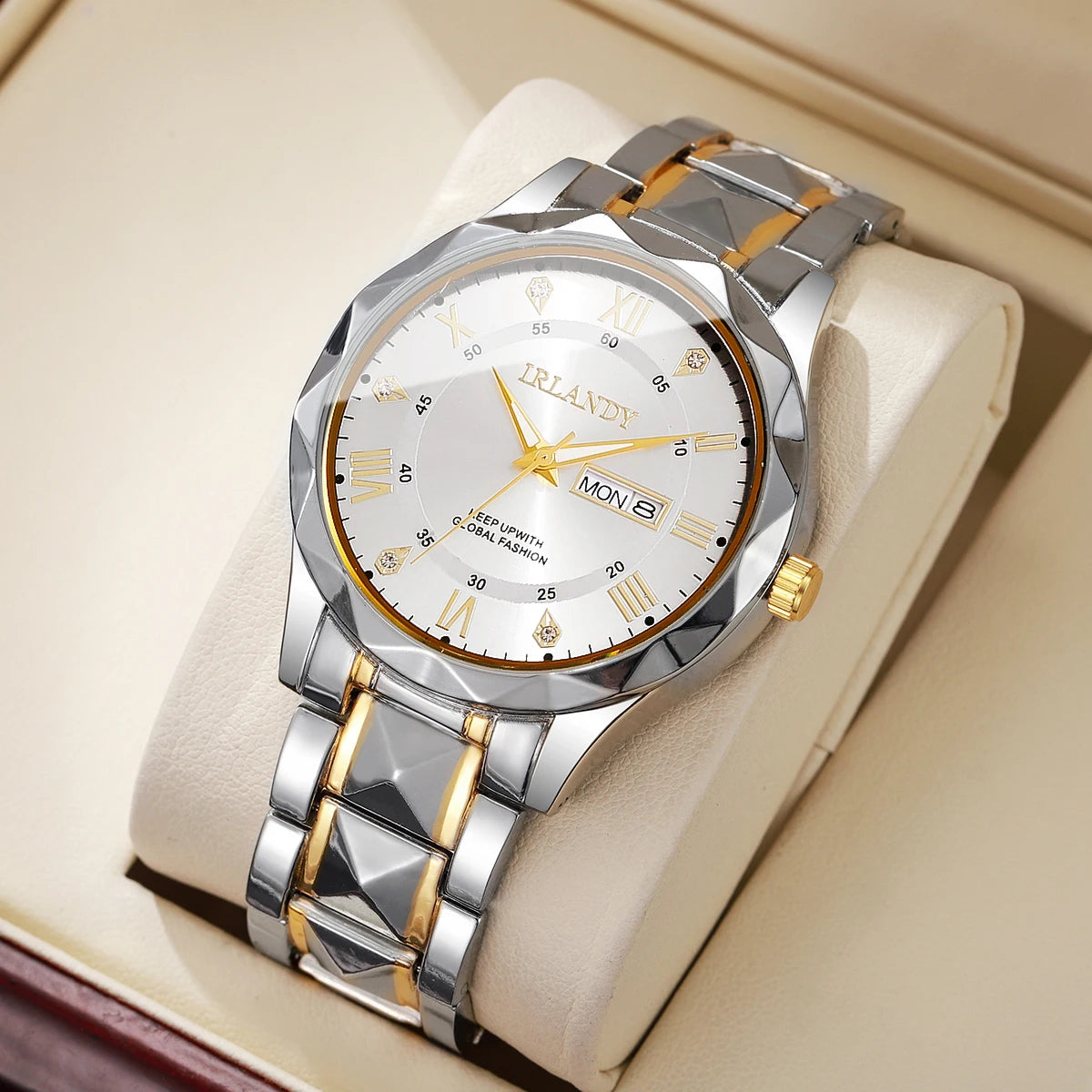Luxury Men Business Watches Fashion Stainless Steel Band Roma Dial Quartz Watches for Men Clock Reloj Hombre（Without Box）