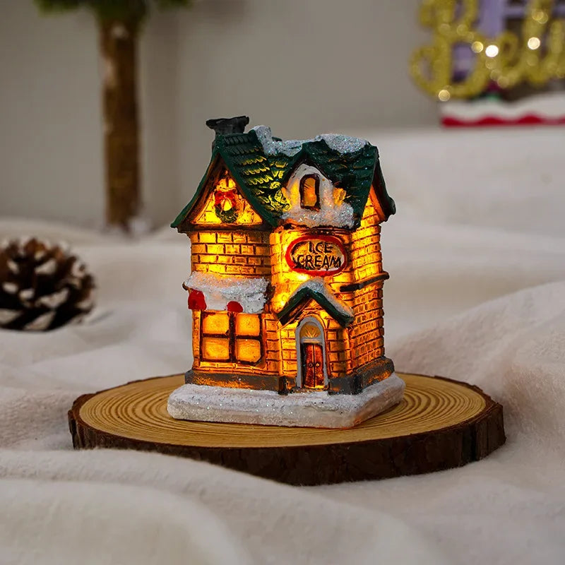 1~6pcs 2026 Christmas Ornaments LED Night Light Luminous Castle Snow House Sculpture Xmas Decoration for Home New Year Navidad