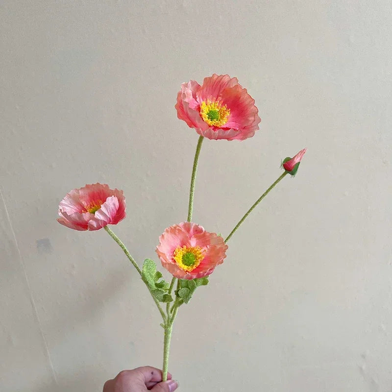 Silk Poppy Flower Branch