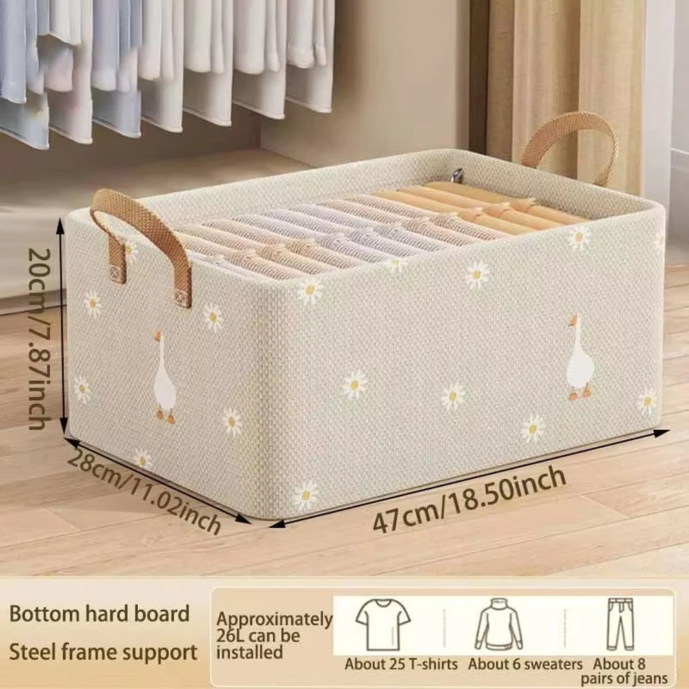 Household Organizer Foldable Clothes and Miscellaneous Items Storage Box with Steel Frame Wardrobe Organization and Storage