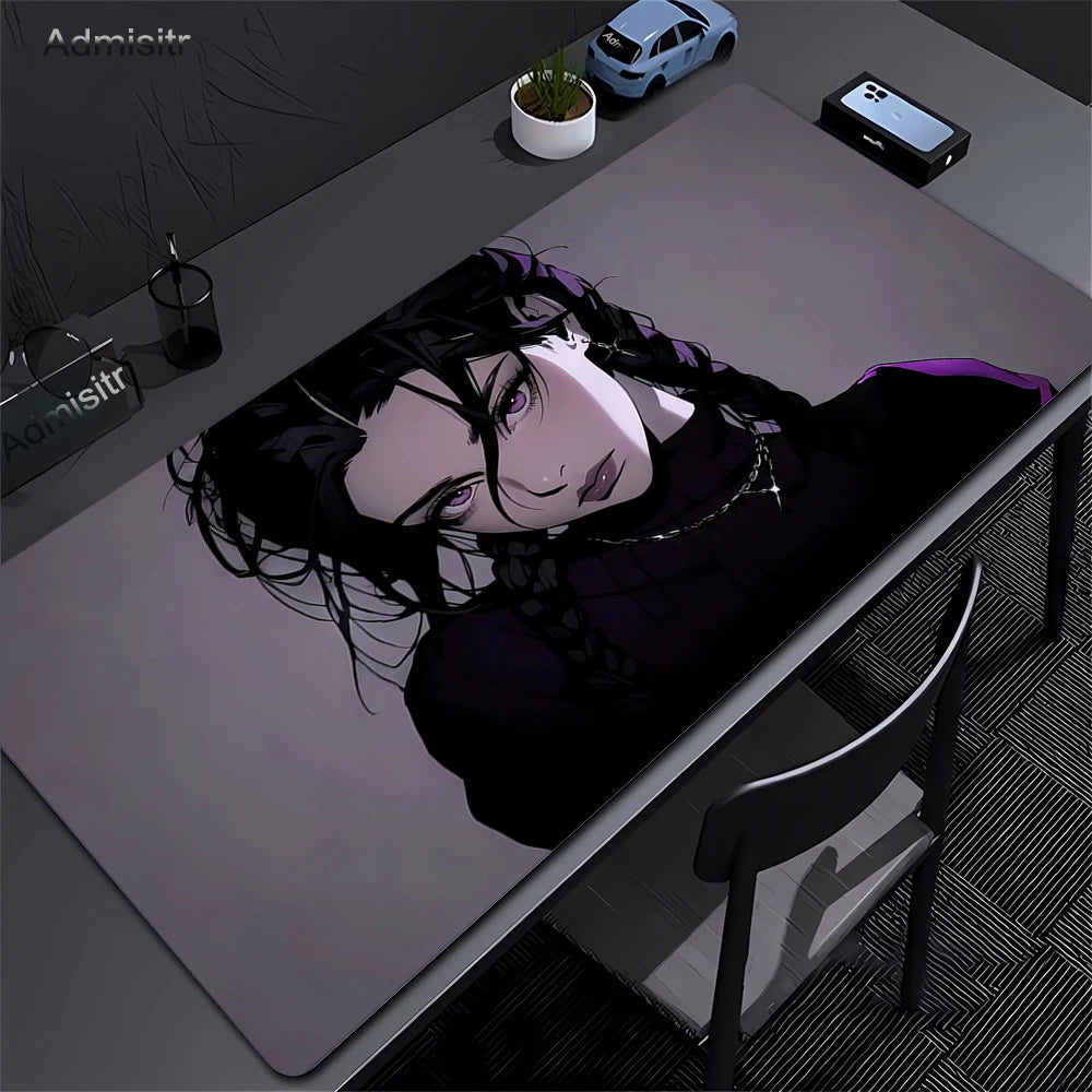 XXL Mouse Pad PC Purple Anime Girl Gamer Mousepad Laptop Computer Keyboard Accessories Mouse Mat Rug Extended Desk Mats 50x100cm