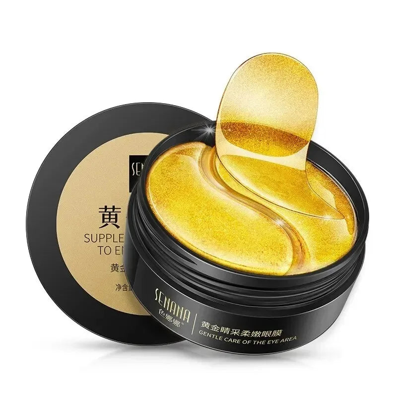60pcs Golden Moisturizing Eye Mask Relieve Eye Dark Circle Fatigue Nourish Under Eye Area Collagen Crystal Korean Skin Care