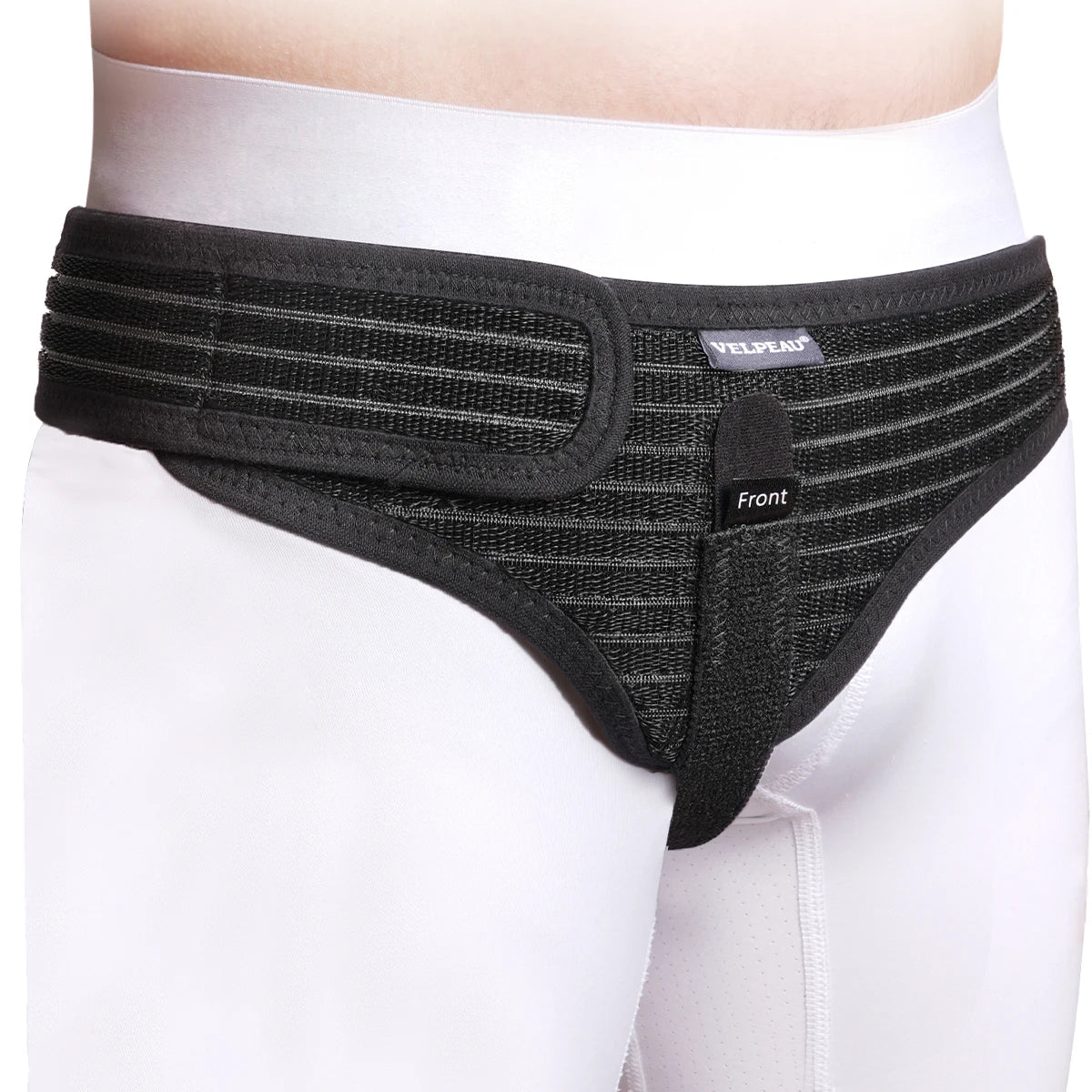 VELPEAU Hernia Belt with 2 Compression Pads, Adjustable Hernia Truss Support for Single/Double Inguinal for Men and Women