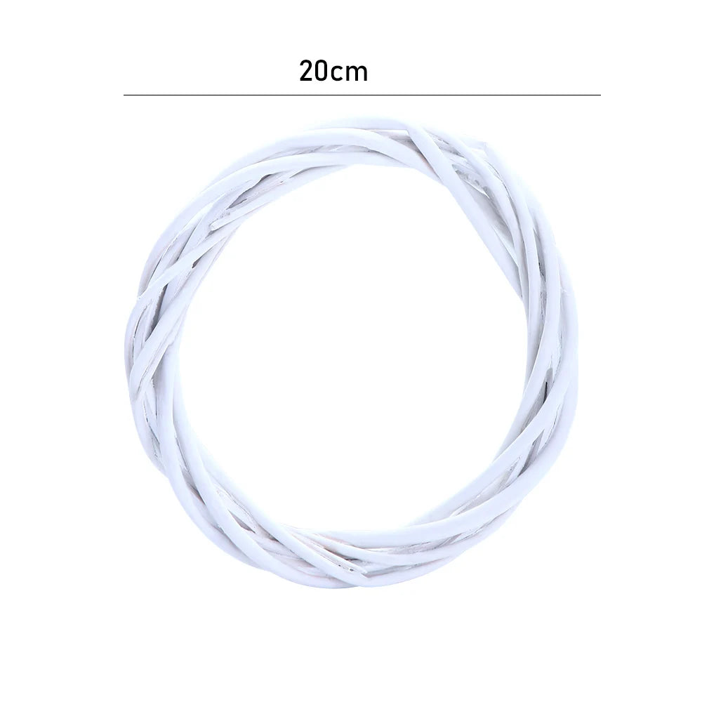 Xmas DIY Craft Ornament Vine Hanging Blank White Garland Rattan Ring Wicker Wreath Christmas Decoration