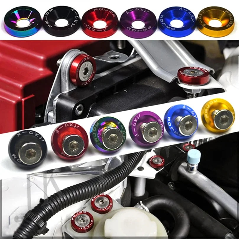 1Set Billet Aluminum Fender Bumper Washer Bolt Engine Bay Screw Dress Up Kit JDM M6x20mm Bolts  2026   NEW