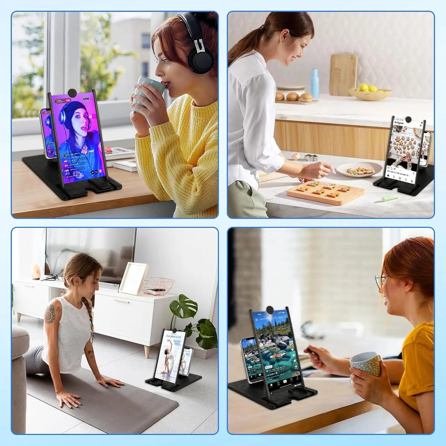 12"/14" 3D HD Screen Magnifier with Bluetooth Remote  Universal Phone Stand for Movies & Gaming  Portable Foldable Design