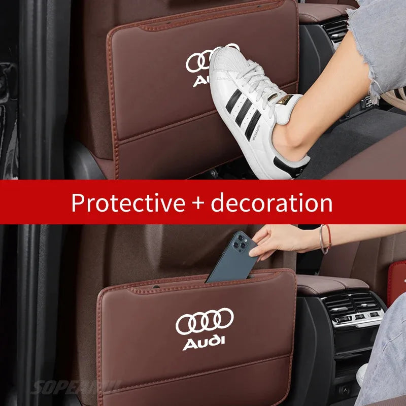 For Audi A3 A4 A5 A6 A7 A8 RS3 RS4 RS5 RS6 S3 S4 S5 Q3 Q5 Q7 Q8 Car Seat Back Storage Bag Rear Backrest Protection Anti-kick Pad