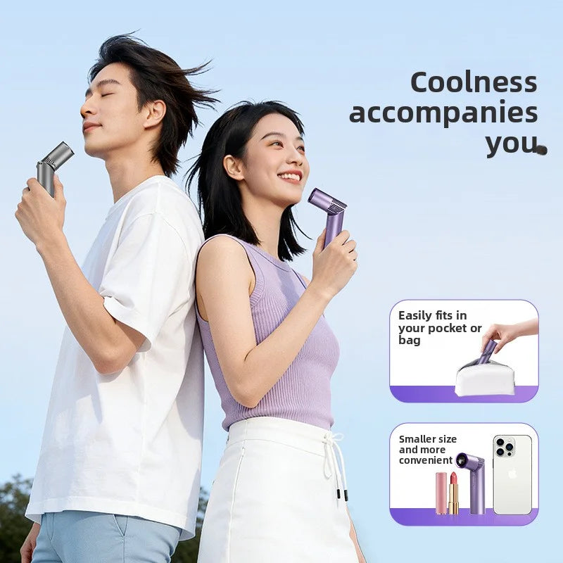 Lipstick handheld fan, high-speed neck-hanging, desktop folding, lifting, portable, mini USB digital display, travel fan