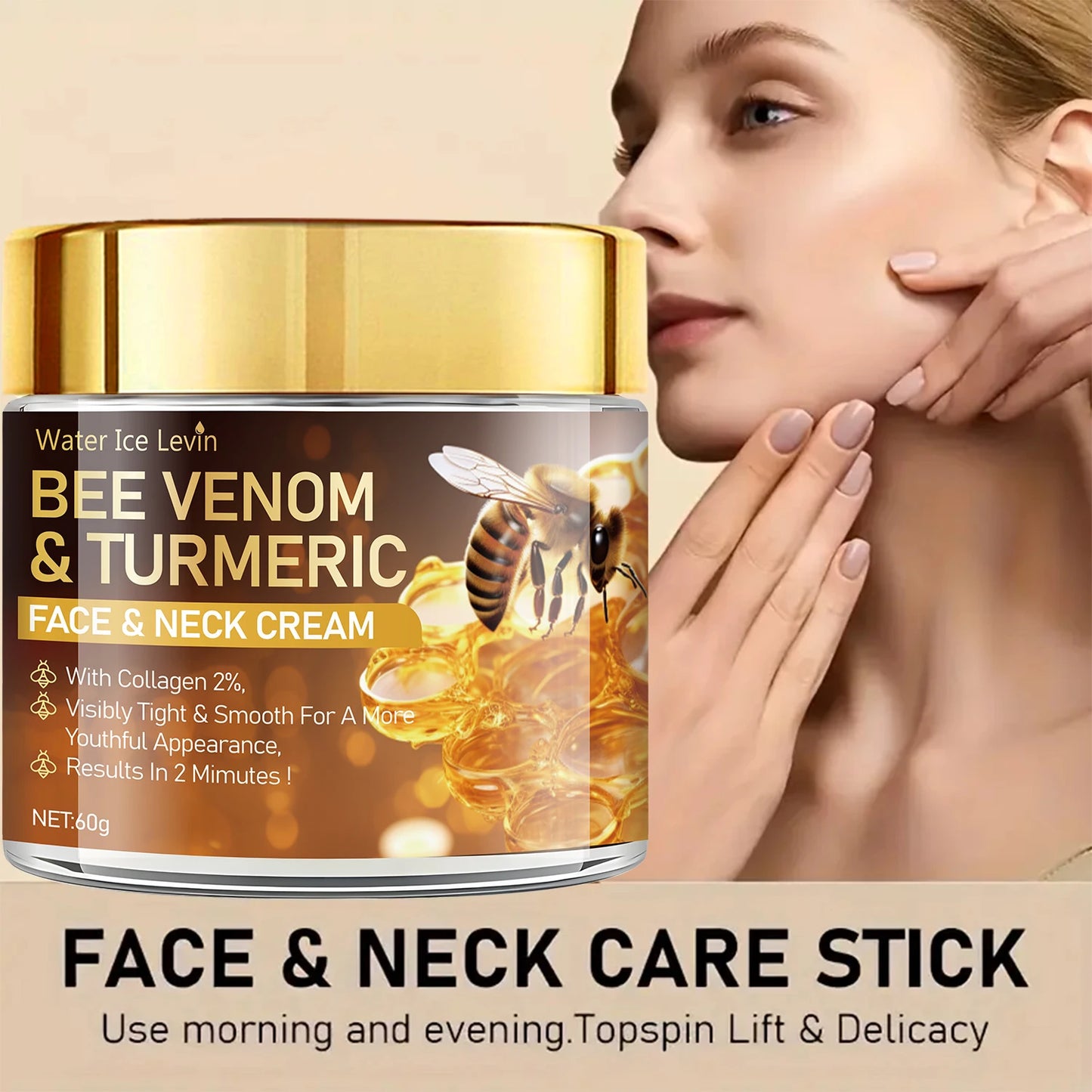 Bee Venom Instant Facial Lifting Cream Tightens and Lifts Sagging Skin, Smoothing the Skin |   Alcohol-Free, Contains Hyaluronic Acid, Suitable for All Skin Types