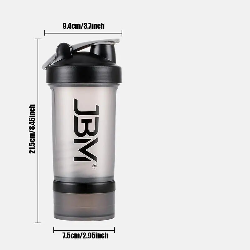 Sports Protein Shaker Cup With Powder Storage Box, Stainless Mix Ball For Coffee Milk Cocoa Powder, Fitness Accessory