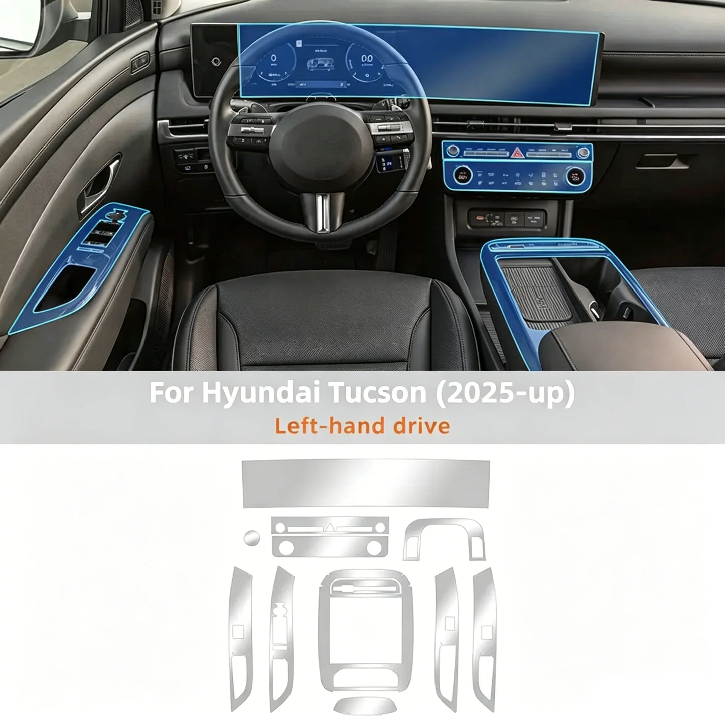 Center Console Transparent TPU Protective Film For Hyundai Tucson 2025-2026 Interior TPU Film Interior Screen Protector